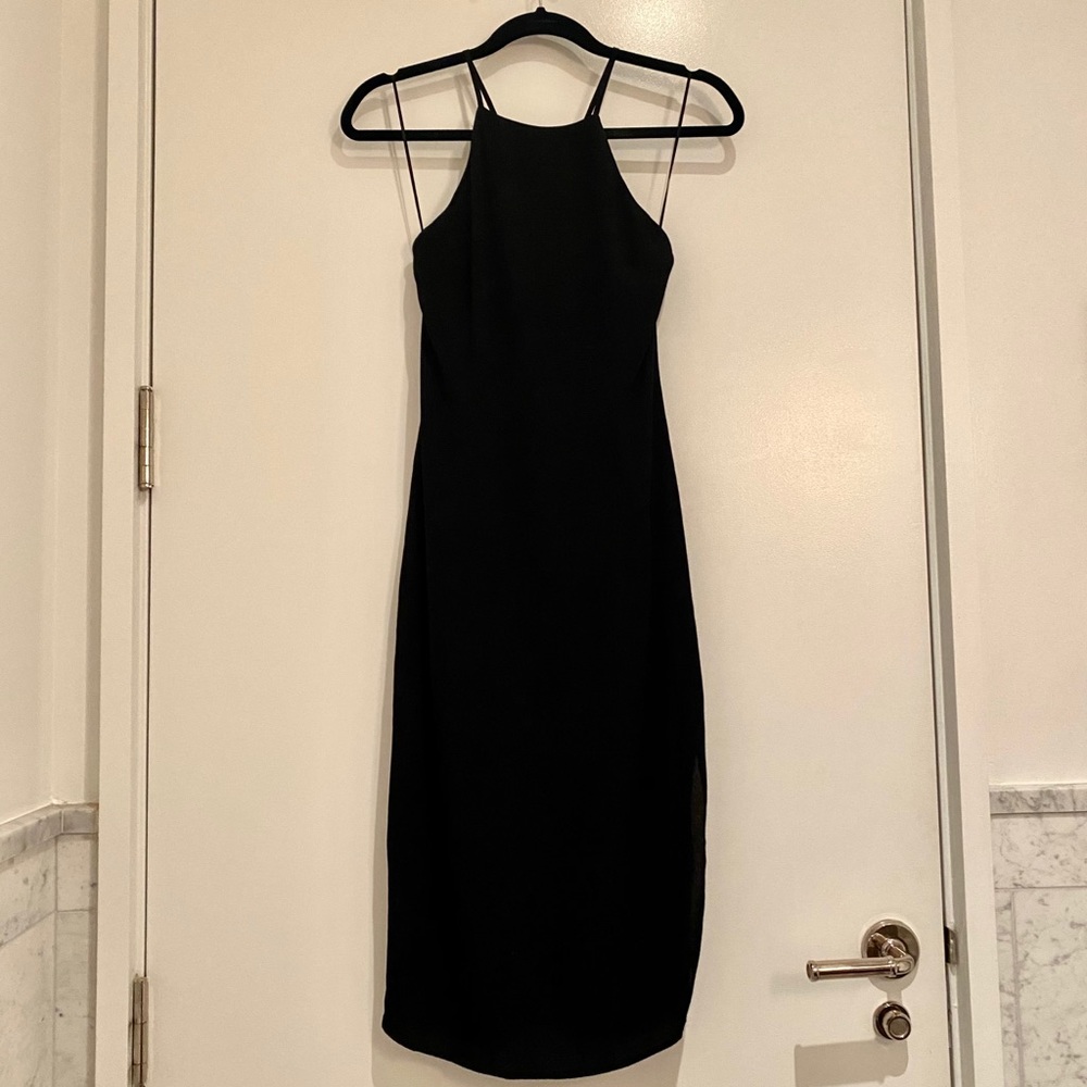 Yumi Kim Midi LBD, high neck & sexy open back